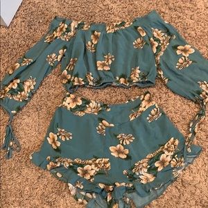 Cute shorts and off the shoulder set